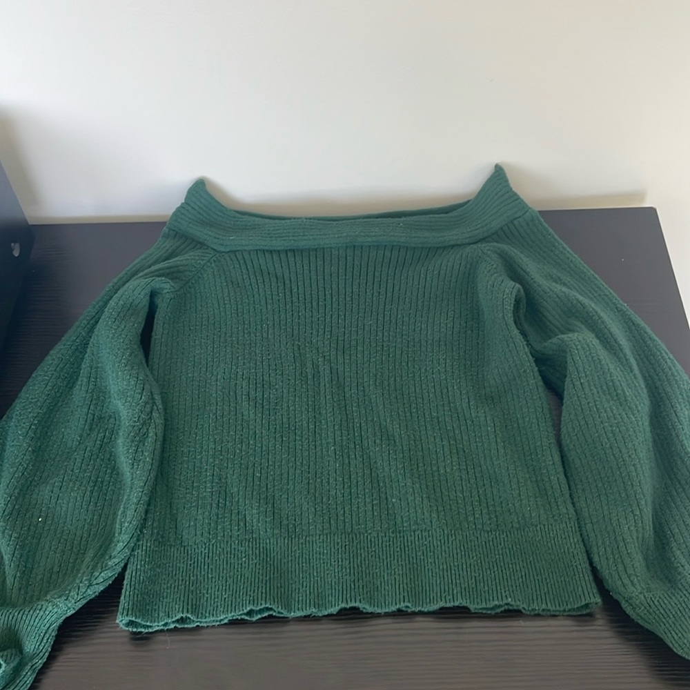 Off the shoulder forest green sweater size M
